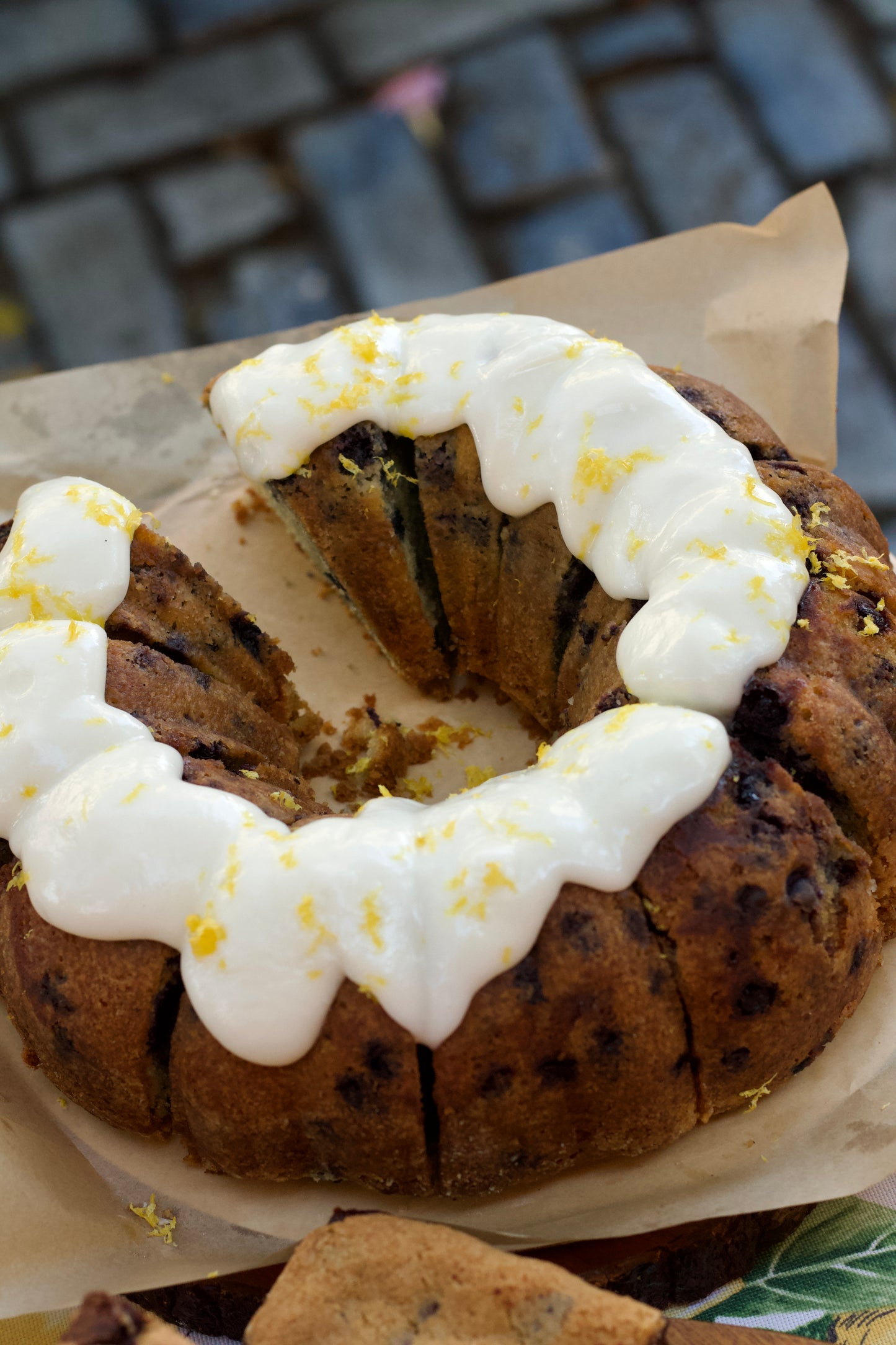 Lemon blueberry bundt cake - slice